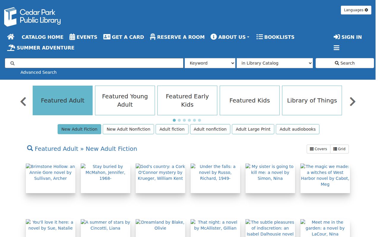 Cedar Park city directory research through the public library catalog